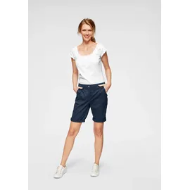Aniston CASUAL ANISTON CASUAL, Damen, Gr. 42, N-Gr, blau (marine), Web, Obermaterial: 97% Baumwolle, 3% Elasthan, unifarben, Basic, figurbetont kniefrei, Hosen Bermudas, im klassischen Stil