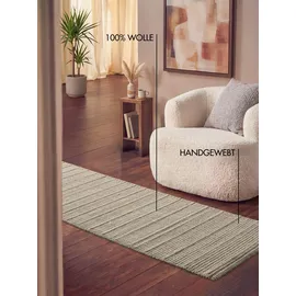 Ted Baker Parker auch als Läufer", natur weiß, B:80cm H:7mm L:250cm, Wolle, Teppiche, Wolle, Natur, handgewebt, Wohnzimmer, Schlafzimmer, Boho, Skandi