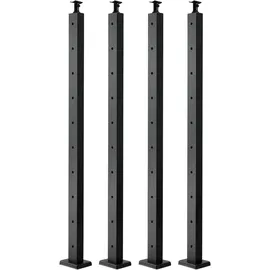 Vevor Kabelgeländerpfosten, 4er-Pack, 914x50,8x50,8 mm, vorgebohrte horizontale Löcher, Edelstahl SUS304, gebogene horizontale Halterung, für Handlauf, Balustrade, schwarz, 4JZLGZXHS914MY65M001V0