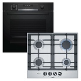 Bosch Herdset BOSCH Einbau-Backofen Serie 6 Pyrolyse + Gaskochfeld FlameSelect autark 60cm