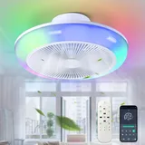 Depuley LED Deckenventilator mit Beleuchtung und Fernbedienung: Smart RGB Deckenlampe mit Ventilator und APP für Wohnzimmer Esszimmer- Leise Lampe mit Ventilator - Dimmbar Deckenventilator mit Licht