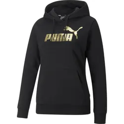 Puma Essentials+ Metallic Logo Hoodie FL puma black-gold foil (01) XS