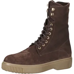 FRED DELA BRETONIERE Damen Stiefel Echtleder-Schuhe Schnür-Stiefel 184010063 Dunkelbraun - 38