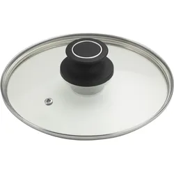 Deckel PINTINOX "Power", schwarz (transparent, edelstahlfarben, schwarz), Ø:20cm, Glas, Edelstahl, Kunststoff, Deckel, Pfannendeckel Topfdeckel, Glas mit Kunststoffknauf, spülmaschinengeeignet