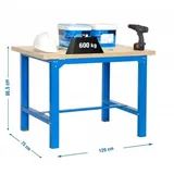Proregal Werkbank Buffalo Wood | HxBxT 87x120x75cm | Traglast 600kg | Blau