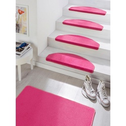 Stufenmatte Fancy, HANSE Home, halbrund, Höhe: 7 mm, 15 Stück, Treppenmatten, Selbstklebend, Stufenteppich, Treppenstufen rosa