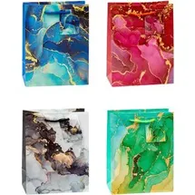 TSI Geschenktüten MARMOR blau, rot, grün, grau 18,0 x 23,0 cm, 12 St.