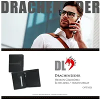 Drachenleder Echtleder Herren Portemonnaie Geldbörse schwarz 9,5x12x3cm OPT102S
