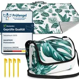 HAUSPROFI Picknickdecke 200x300, wasserdicht & isoliert - XXL Outdoor Decke für Picknick, Strand, Camping. Kompakt, leicht zu tragen, mit Baumwolle gepolstert, Inkl. Tragegriff & Heringe, Waschbar