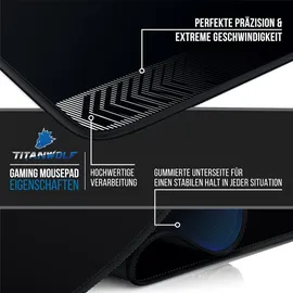 Titanwolf Gaming Mauspad, XXXL Speed Mousepad 1200 x 600 mm, Geschwindigkeit & Präzision, schwarz