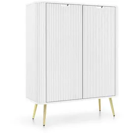 Deine Möbel 24 Hochkommode 103 x 129 x 39 cm Weiß / Gold