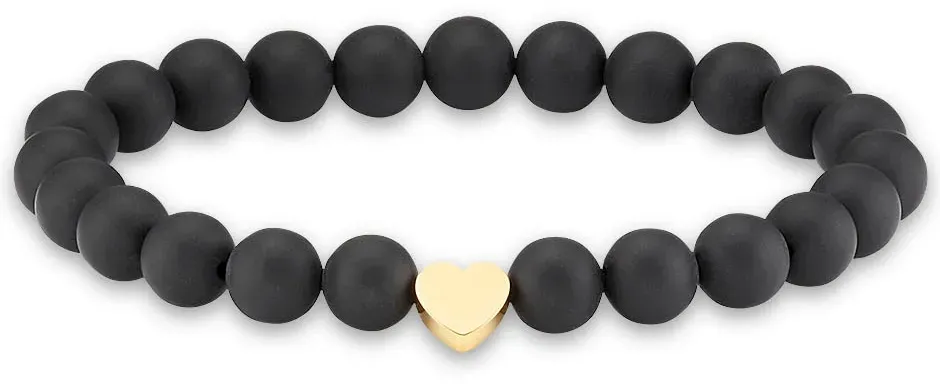 Firetti Armband »Herz mit Kugeln aus Edelstein«, Made in Germany - mit Onyx oder Tigerauge Firetti gelbgoldfarben-schwarz-matt + schwarz-matt