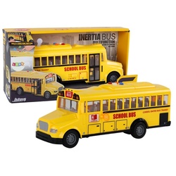 LEAN Toys Spielzeug-Auto Schulbus Reibungsantrieb Fahrzeug Lichter Soundeffekte Spielzeug Bus gelb