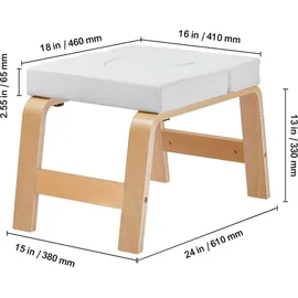 Vevor Yoga Kopfstandbank Inversionsstuhl 136 kg Tragkraft für das Familien-Fitnessstudio, Kopfstandtrainer mit Holzrahmen und PU Polster, Stand-Yoga-Hocker für Kraft- und Gleichgewichtstraining Weiß