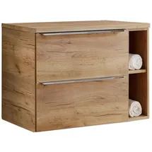 Lomadox Badezimmermöbel Waschtisch-Unterschrank Set, Wotaneiche Nb., 2 Softclose-Auszüge, 1 Regal, B/H/T ca. 81/59,5/46 cm Hergestellt in Europa, Badezimmer, Badezimmerschränke, Waschtischkombinationen