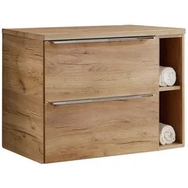 Lomadox Badezimmermöbel Waschtisch-Unterschrank Set, Wotaneiche Nb., 2 Softclose-Auszüge, 1 Regal, B/H/T ca. 81/59,5/46 cm Hergestellt in Europa, Badezimmer, Badezimmerschränke, Waschtischkombinationen
