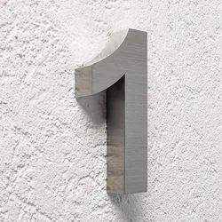 3D Hausnummer 1 Edelstahl V2A unbeleuchtet Arial
