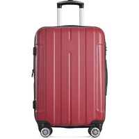 Merax Hartschalen-Koffer Trolley Rollkoffer 65cm, Reisekoffer Handgepäck mit TSA-Schloss und Universalrad, Leicht Hartschalenkoffer, Teleskopgriff, 4 Rollen, ABS, L-38x25x65 cm, Rot