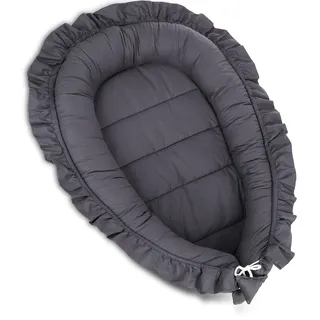 PIMKO Babynest mit rüschen Babynestchen für Baby Kuschelnest Babykokon für Säuglinge und Neugeborene 100% Baumwolle Nestchen geeignet für Zuhause 55 x 90 cm (Vulcano)