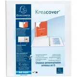 Exacompta 51840E Ringbuch Kreacover aus festem PP, 4 Ringe, Rücken 38mm, 3 Außen- und 2 Innentaschen, DIN A4, 1 Stück, Weiß