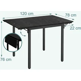 Relaxdays Klapptisch 120 x 76 x 78 cm schwarz