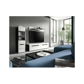 xonox.home Wohnwand Canu Weiß/Basalt grau - Maße cm B: 221 H: 141