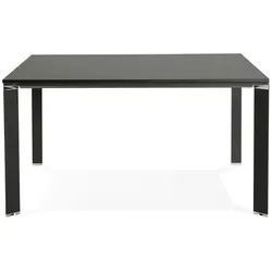 Kadima Design Schreibtisch quadratisch zeitgemäß  140x140 cm  Chromdetails  Geräumiger Arbeitsplatz  Schwarz