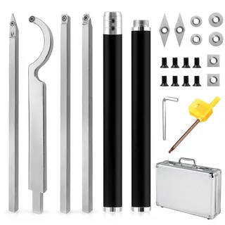 25 Stücke Drechseleisen Werkzeug Zubehör Set, Drechselwerkzeug Hartmetall, Drechselmesser set bestehend aus Schwanenhalsmesser/Vierkantmesser/Diamantmesser/RunddrehwerkZeug, Drehmeißel