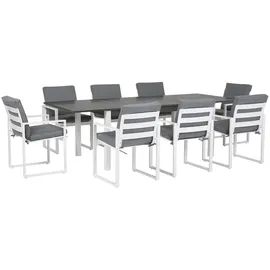 Beliani Gartenmöbel Set Weiß Dunkelgrau 8-Sitzer Terrasse Outdoor Modern - Grau/Weiß