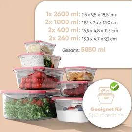 classbach Classbach® Frischhaltedosen mit Deckel | 7er Set | 100% dicht | Meal Prep Boxen | für Mikrowelle Spülmaschine Gefrierfach geeignet | Lunchbox | Dosen Meal Prep stapelbar | Gefrierdosen | C-FHD 4008 K