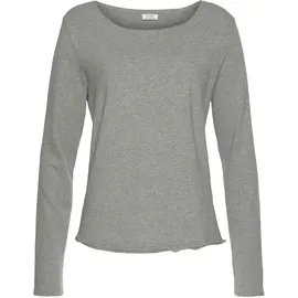Marc O'Polo Denim Damen, Langarmshirt aus Bio-Baumwolle mit U-Boot-Ausschnitt, grau (grau, S