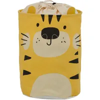 OTTO home Wäschesack OTTO HOME "Millisy", weiß, B:35cm H:50cm T:35cm Ø:35cm, Baumwolle, Polyester, Wäschesammler, mit Löwen-Motiv, Höhe ca. 50 cm