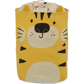 OTTO home Wäschesack OTTO HOME "Millisy", weiß, B:35cm H:50cm T:35cm Ø:35cm, Baumwolle, Polyester, Wäschesammler, mit Löwen-Motiv, Höhe ca. 50 cm