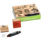 Heyda Stempel-Set Waldtiere 12 x 10 x 3 cm Mehrfarbig 7 St.
