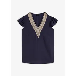 bonprix Bluse mit Spitze, blau, 38