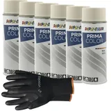 vasalat Dupli-Color Lackspray perlweiß glänzend RAL 1013 - Sprühlack für Metall, Kunststoff und Holz - wetterfeste Sprühfarbe für den Innen- und Außenbereich UV -beständig, 6 Stück