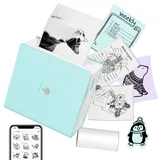Phomemo M02 Mini Drucker,Bluetooth Taschendrucker,Aufkleber Klein Thermodrucker,Tragbarer Portable Printer,Fotodrucker für Smartphone für Lernen,Studiennotizen,Anatomische Diagramme,Fotos, Grün
