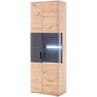 Livetastic Vitrine Kigali, Anthrazit, Eiche, Metall, 3 Fächer, 70x198x37