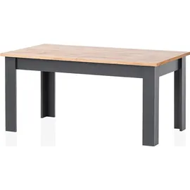 Lomadox Landhausstil Esstisch CESENA-61 in anthrazit mit Wotan Eiche Nb., B/H/T ca. 160/76/90 cm - Grau