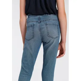 Kidsworld Jeansjeggings "Stetch-Jeans mit schmalem Bein", Mädchen, Gr. 110, N-Gr, blau (blau denim), Denim/Jeans, Obermaterial: 74% Baumwolle, 24% Polyester, 2% Elasthan, eng lang, Jeans, schmale Beinform, mit Gummizug, lang, mit aufgesetzten Taschen