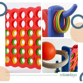 Relaxdays Vier gewinnt XXL 3in1 Set Blau/Rot