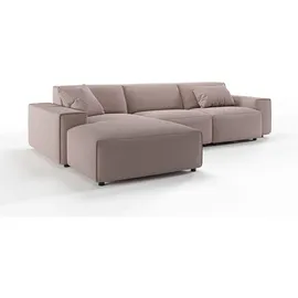 KAWOLA Sofa RANI Ecksofa Cord rosa Recamiere links