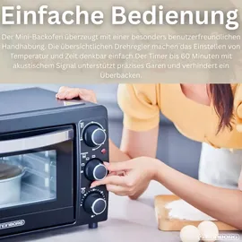 Steinborg Mini Backofen 15 Liter Schwarz