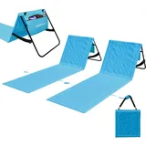 24MOVE Strandmatte 2er Set Klappbar Rückenlehne&Tasche - Gurt - Liegematte Blau