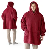 Bedsure Hoodie-Decke mit Ärmeln, tragbare Decke zum Anziehen für Erwachsene, Burgunderrot, 107 x 90 cm - Einheitsgröße
