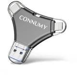 CONNUMY USB Stick 256GB für iPhone, 4 in 1 Flash Laufwerk Externer Speicher für Handy/Pad/Android/PC, USB Speicherstick Sichern von Fotos/Videos mit Keine App