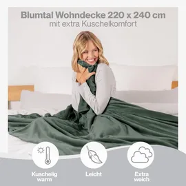 Blumtal Kuscheldecke, Grün, Textil, Rechteckig, 220x240 cm Wohntextilien, Decken, Kuscheldecken