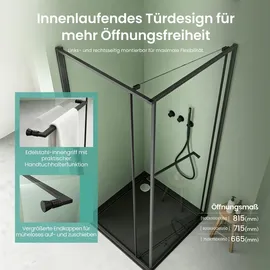 mai & mai Ravenna69K Eckdusche mit Schiebetür 75 x 75 cm Schwarz Sicherheitsglas