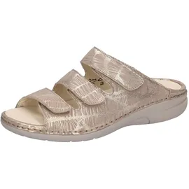 WALDLÄUFER Pantolette WALDLÄUFER "Gunna", Damen, Gr. 5,5 (38,5), beige, Nubukleder, metallic, Schuhe Pantolette, Keilabsatz, Sommerschuh, Schlappen in bequemer Schuhweite G