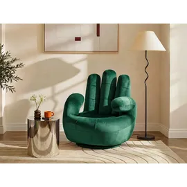 vente-unique Fingersessel CATCHY Samt 82 x 89 x 78 cm Tannengrün drehbar mit Kissen